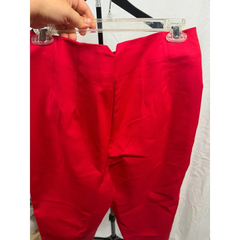 Milk & Honey Women's Red XL High Waist Cigarette Ankle Pants with Seam Detail